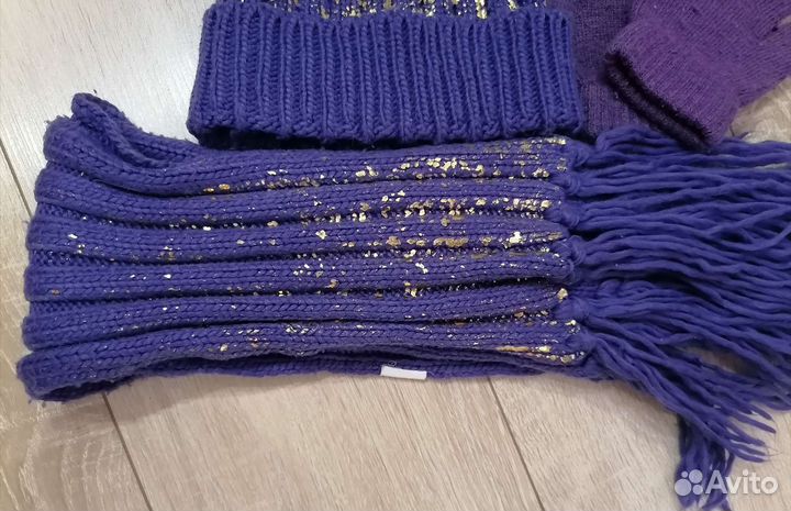 Шапка для девочки+шарф+перчатки