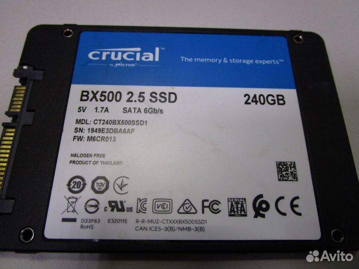 Твердотельный диск 240Gb Crucial BX500 CT240BX500