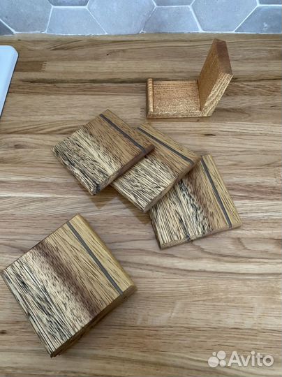 Комплект подстаканников из дерева, подарок маме