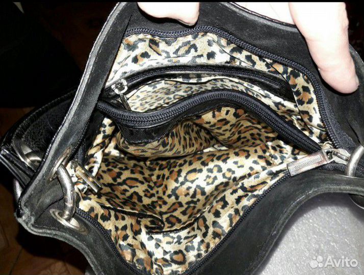 Сумка из нат.замши + блестящая кожа