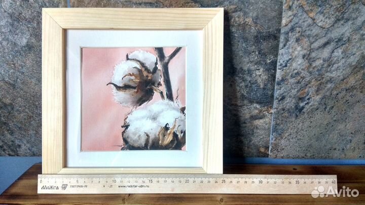 Интерьерная картина хлопок цветы в раме