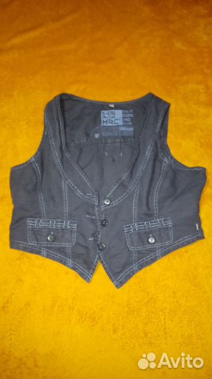 Жилетка джинсовая, шарф-хомут, льняная жилетка