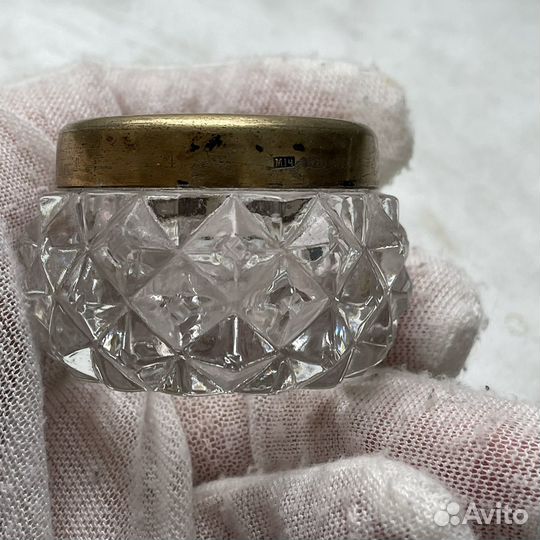 Солонка СССР серебро+стекло 875 проба