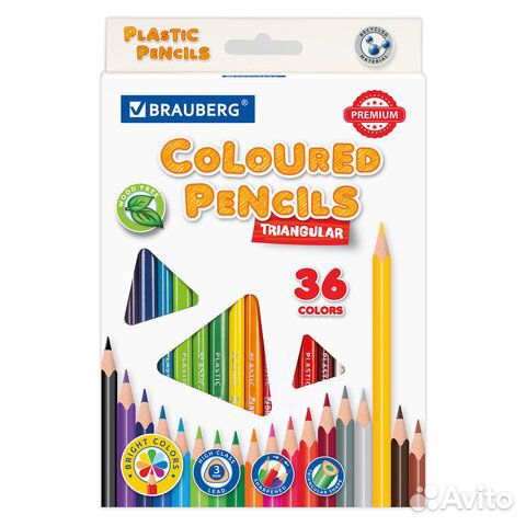 Карандаши цветные brauberg premium, 36 цветов, пла
