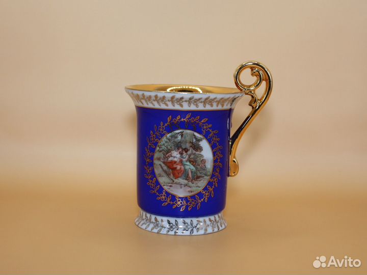 Винтажная кофейная пара, кобальт, Германия