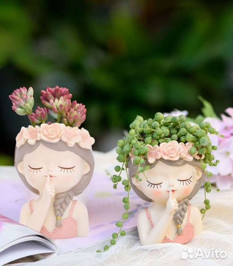 Кашпо органайзер подсвечник Девочка Весна, гипс