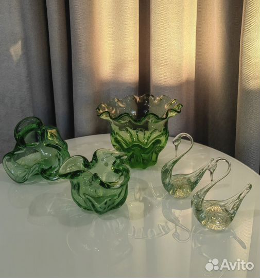 Конфетница цветное стекло СССР