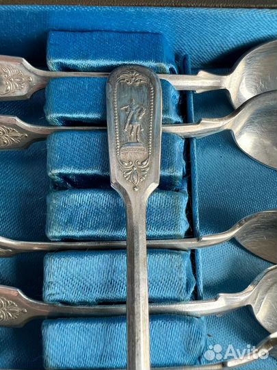 Чайные ложки мельхиор 1957 год в родной коробке
