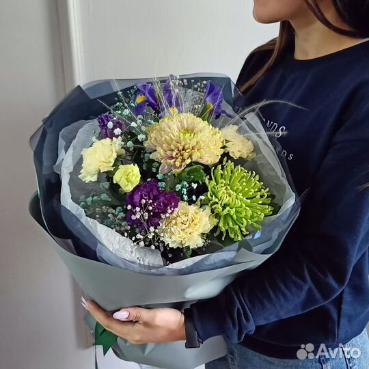 Букет Цветы Хризантема ирисы гвоздика
