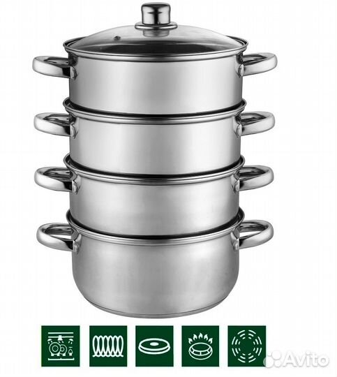 Новая Посуда кастрюля мантоварка пароварка нержав