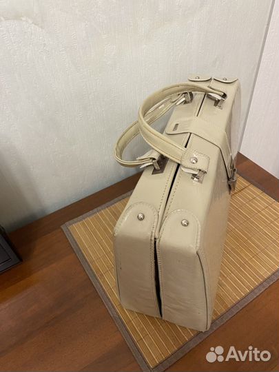 Редикюль саквояж СССР серо бежевый женский