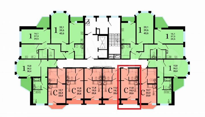 Квартира-студия, 20,6 м², 12/15 эт.
