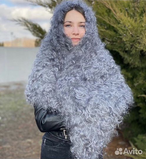 Пуховая косынка кудрявая Козий пух
