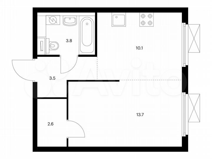 1-к. квартира, 33,7 м², 5/25 эт.