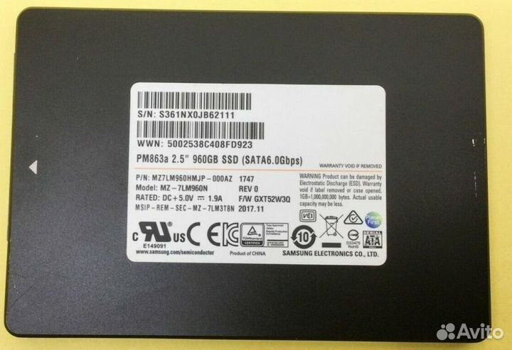 960gb SSD sata3 Samsung SM843T \ PM863 \ PM863a