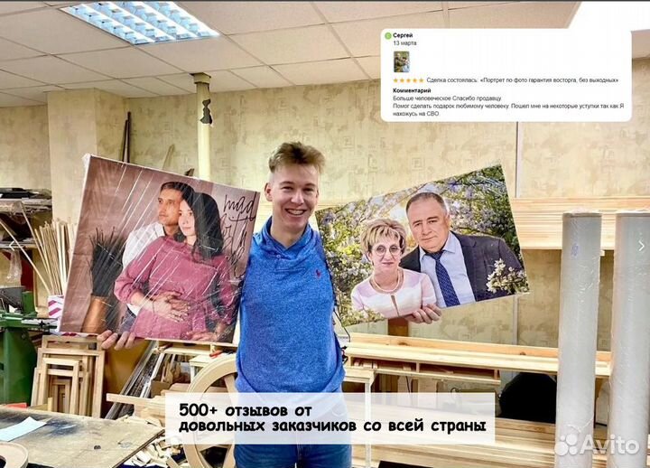 Портрет по фото на холсте подарок Самара
