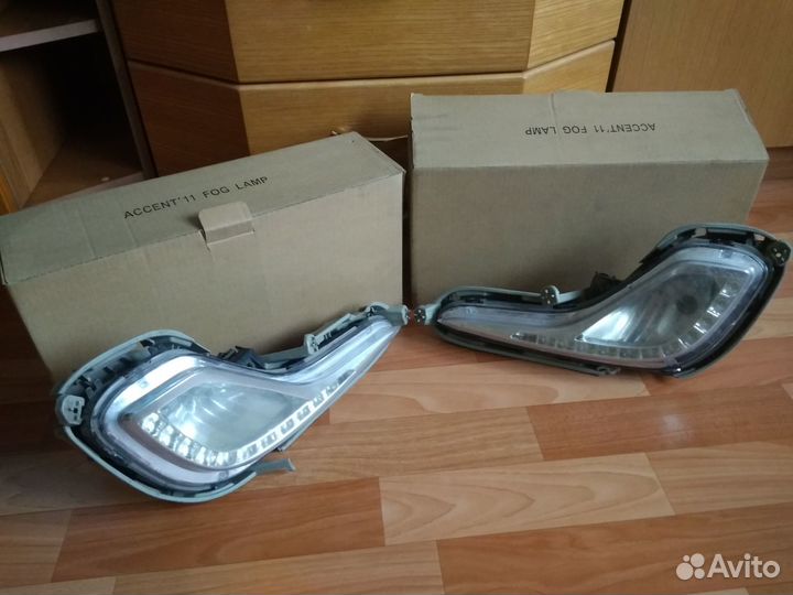 Противотуманки с дхо Hyudai Solaris 1 поколения