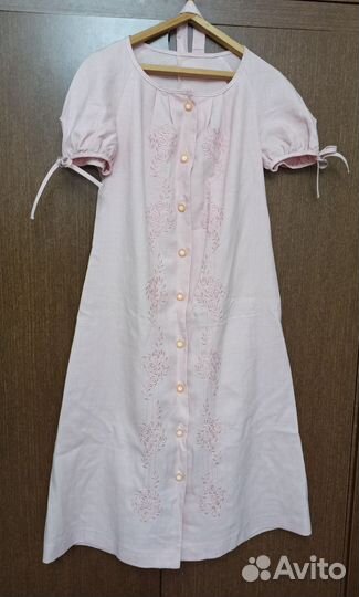 Льняное платье с вышивкой. СССР
