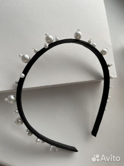 Ободок для волос ручной работы черный новогодний