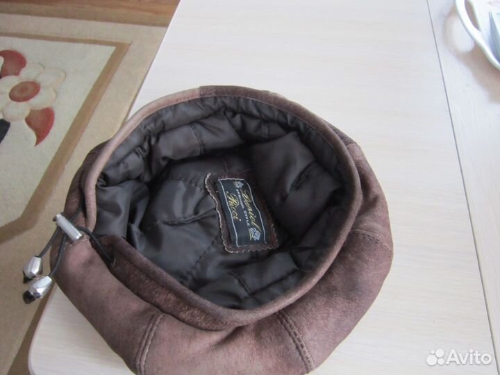 Берет утепленный, натуральная кожа