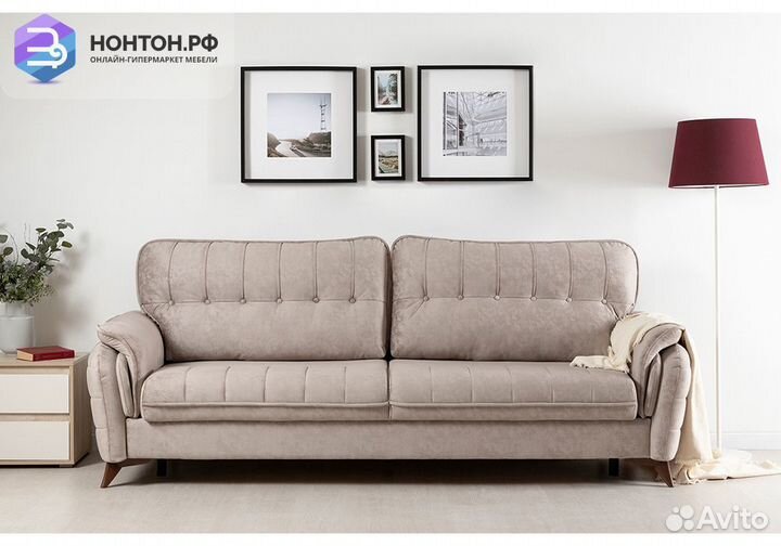 Диван тик-так Дорис серо-бежевый