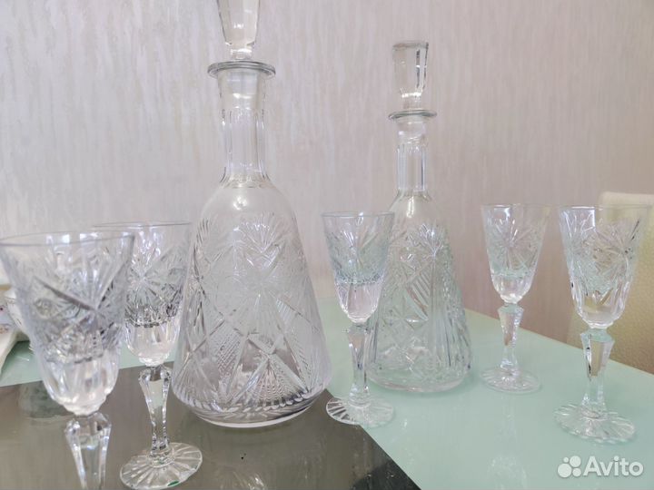 Графин, рюмки, вазы хрусталь СССР, Чехия