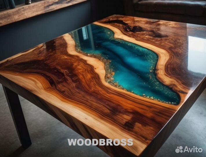 Стол из Эпоксидки и массива дерева от изготовителя