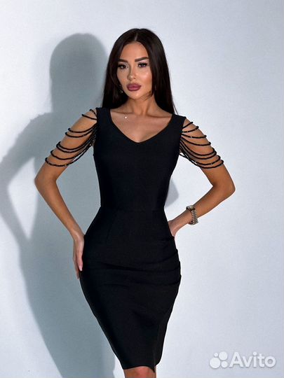 Бандажное платье черное