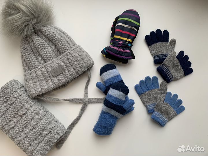 Зимняя шапка и снуд перчатки демисезонные