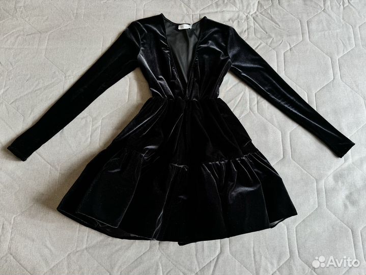 Вечернее черное платье бархат