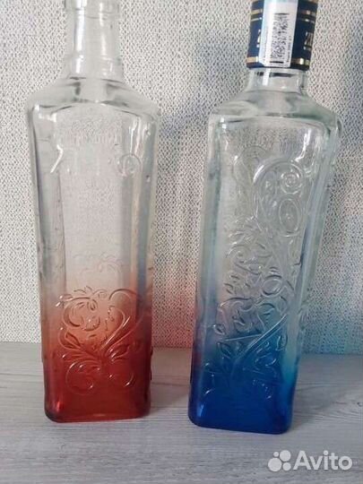 Красивые стеклянные бутылки 2шт
