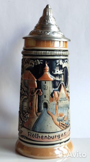 Кружка пивная с крышкой, керамика