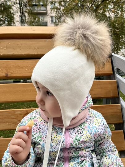 Шапка со снудом для девочки зимняя