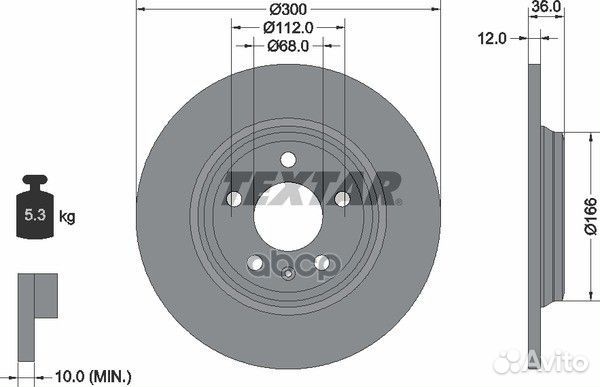 Диск тормозной 8W0615601H 92282803 Textar