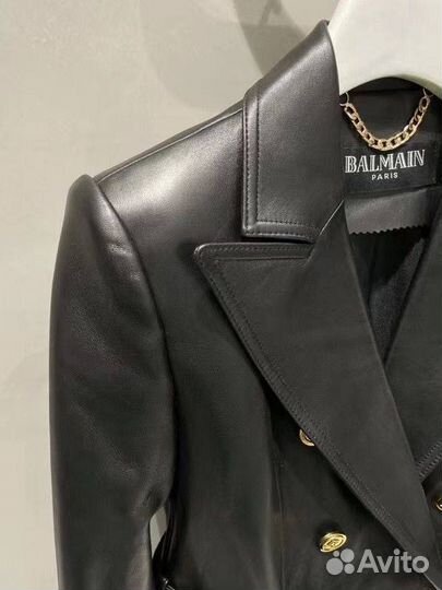 Кожаный пиджак Balmain