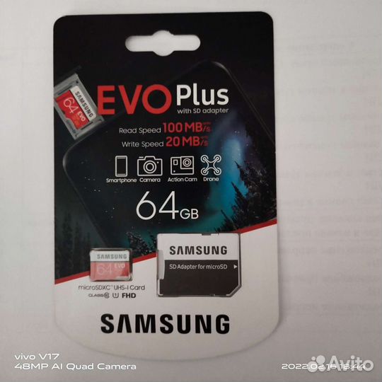 Карта памяти MicroSD Samsung 64 гб