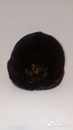 Женская норковая шапка, р.56-57, темно-коричневая