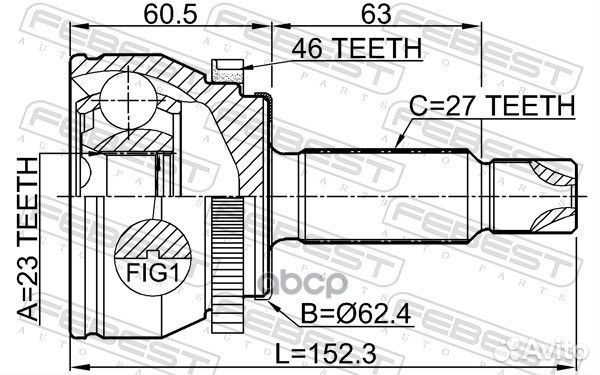 Шрус наружный 23x62.5x27 2210-soulb2A46 2210-SO