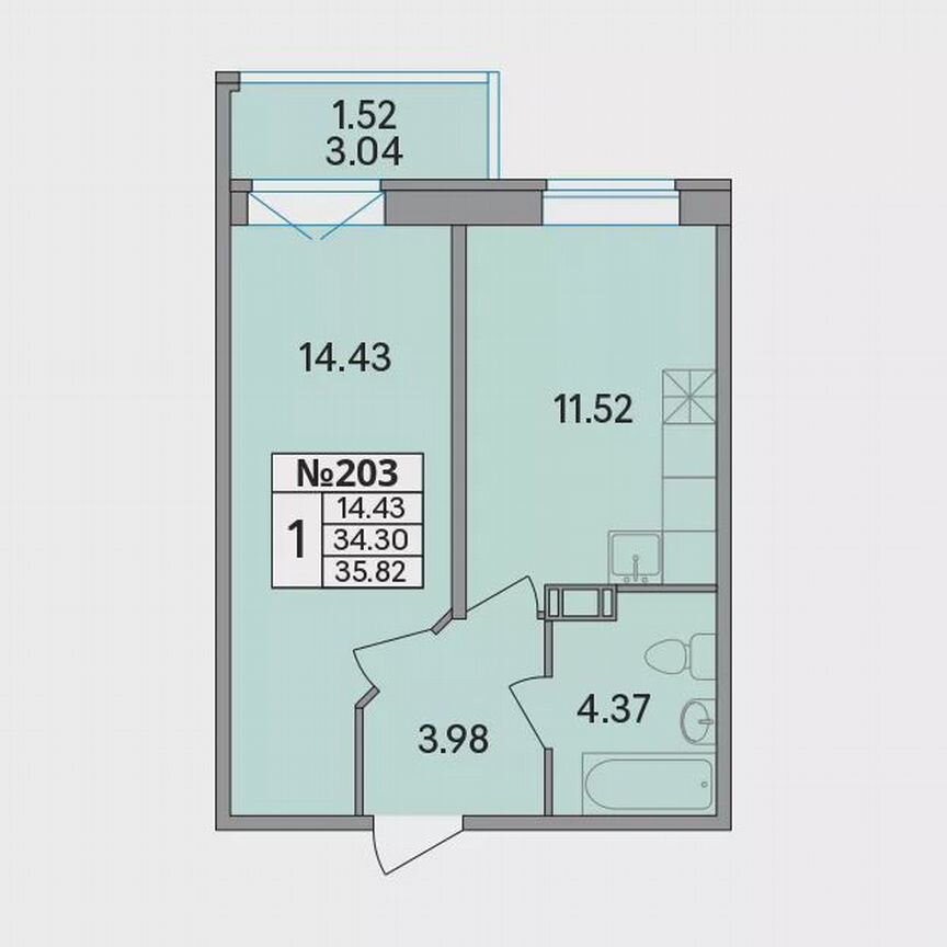 1-к. квартира, 35,8 м², 4/8 эт.