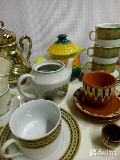 Сервизные пары, стаканы, заварочные чайники