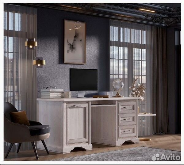 Большой письменный стол с 2 тумбами Стилиус