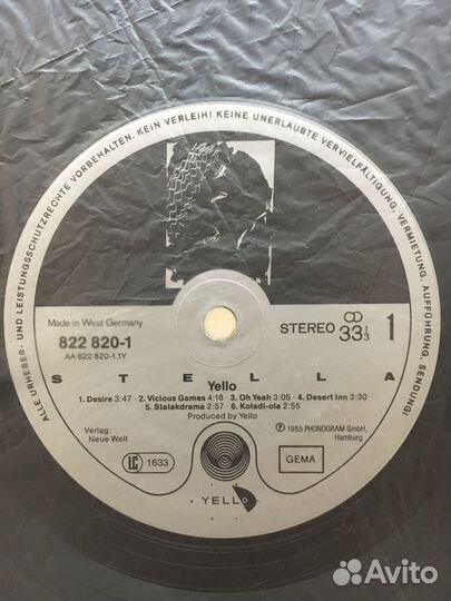 Yello - Stella 1й пресс
