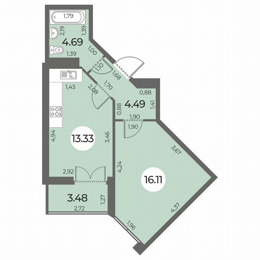 1-к. квартира, 40 м², 3/24 эт.