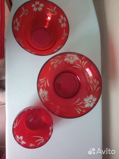 Салатники (конфетницы) красное стекло СССР