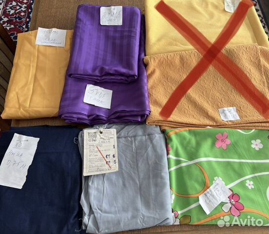 Ткань лен голубой отрез