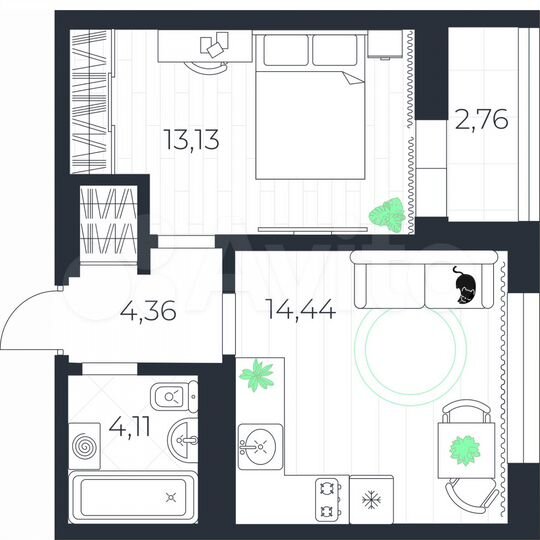 1-к. квартира, 37,4 м², 4/8 эт.