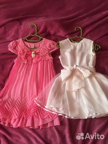 Платье нарядное на 3 года белое и розовое