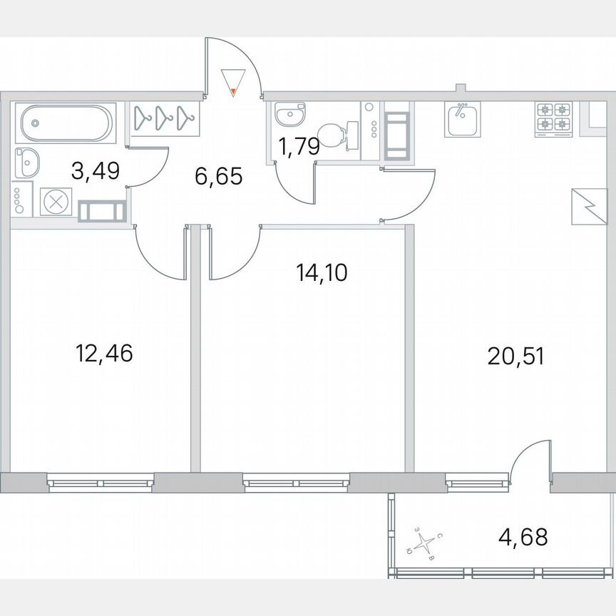 2-к. квартира, 60,4 м², 3/5 эт.