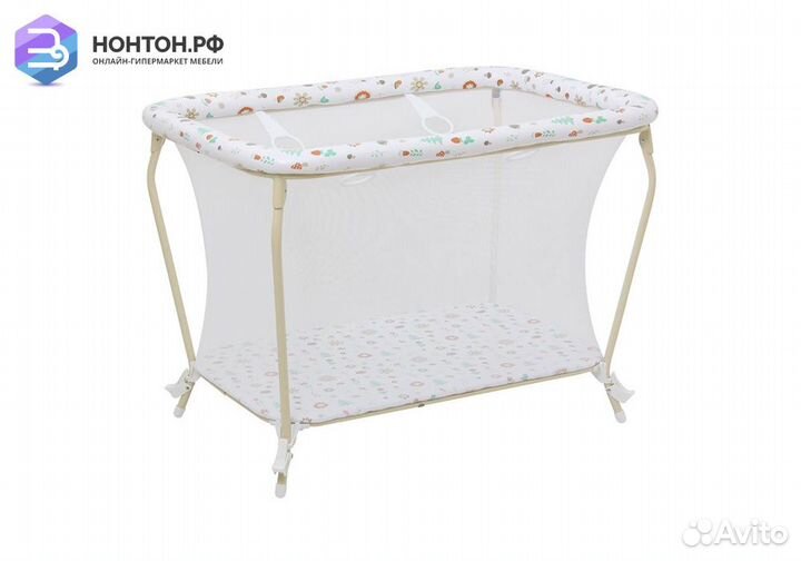 Манеж Фея Классика принт Лесные друзья / бежевый