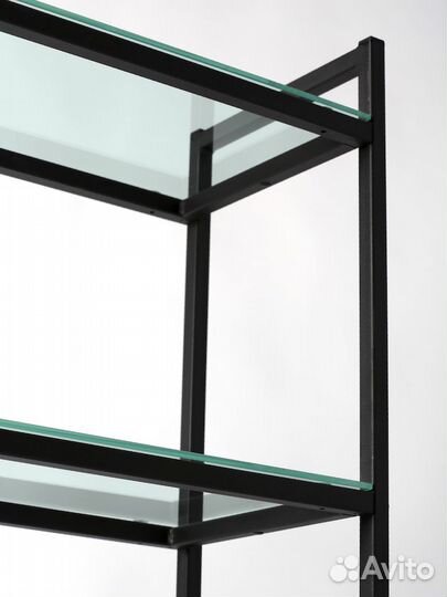 Стеллаж лофт пс-1712Ч со стеклянными полками